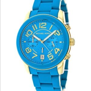 Michael Kors Gold Analog Watch With Turquoise Dial